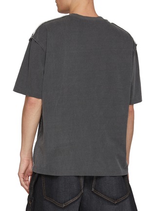 Back View - Click To Enlarge - SOLID HOMME - Logo Patch Chest Pocket Cotton T-Shirt