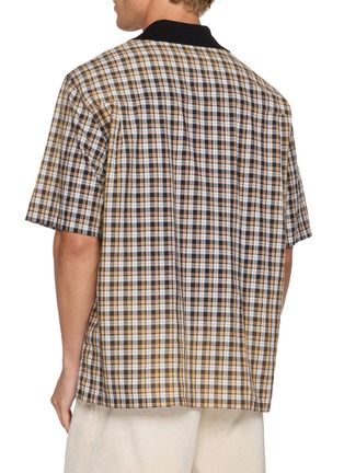 Back View - Click To Enlarge - SOLID HOMME - Short Sleeve Open Collar Chequered Shirt