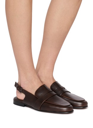 Figure View - Click To Enlarge - PEDDER RED - Tyler Leather Slingback Loafers