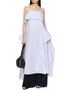 Figure View - Click To Enlarge - EENK - Striped Slant Neck Maxi Dress