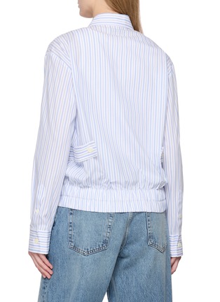 Back View - Click To Enlarge - EENK - Striped Pocket Bomber Shirt Jacket