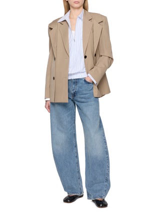 Figure View - Click To Enlarge - EENK - Striped Pocket Bomber Shirt Jacket