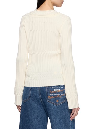 Back View - Click To Enlarge - EENK - Layered Ribbed Wool Knit Top