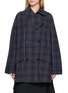 EENK Unbalanced Collar Chequered Jacket