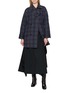 Figure View - Click To Enlarge - EENK - Unbalanced Collar Chequered Jacket