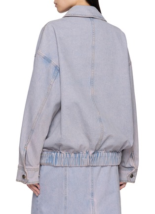 Back View - Click To Enlarge - EENK - Unbalanced Lapel Denim Jacket