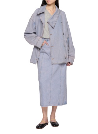 Figure View - Click To Enlarge - EENK - Unbalanced Lapel Denim Jacket