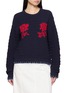 EENK Floral Jacquard Textured Cotton Wool Knit Sweater