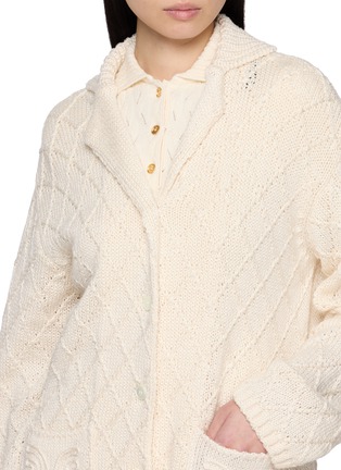  - EENK - Textured Diamond Stitch Cotton Knit Cardigan
