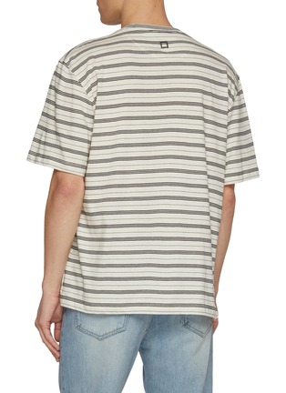 Back View - Click To Enlarge - WOOYOUNGMI - Logo Crest Striped Cotton T-Shirt