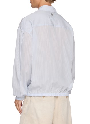 Back View - Click To Enlarge - WOOYOUNGMI - Striped Zip Up Logo Embroidered Shirt