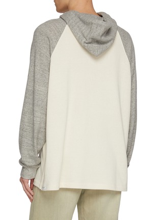 Back View - Click To Enlarge - WOOYOUNGMI - Long Sleeve Contrast Raglan Sleeves Cotton Hooded Top