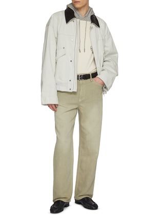 Figure View - Click To Enlarge - WOOYOUNGMI - Long Sleeve Contrast Raglan Sleeves Cotton Hooded Top