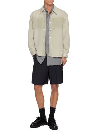 Figure View - Click To Enlarge - WOOYOUNGMI - Light Wash Panelled Denim Shirt