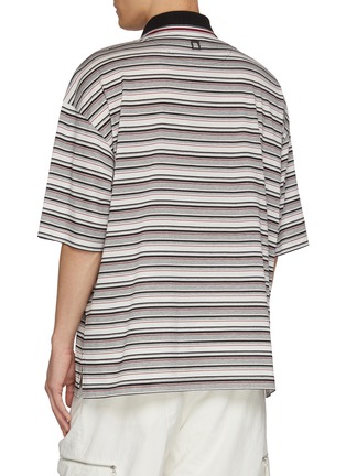 Back View - Click To Enlarge - WOOYOUNGMI - Short Sleeve Striped Cotton Polo Shirt