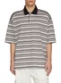 WOOYOUNGMI Short Sleeve Striped Cotton Polo Shirt