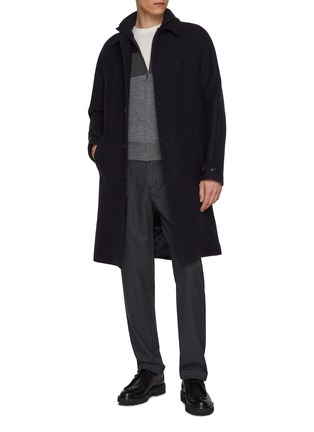 Figure View - Click To Enlarge - DREYDEN - Tonal Panel Zip Up Wool Vest