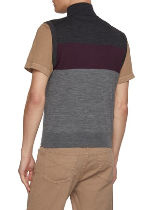 Back View - Click To Enlarge - DREYDEN - Tonal Panel Zip Up Wool Vest