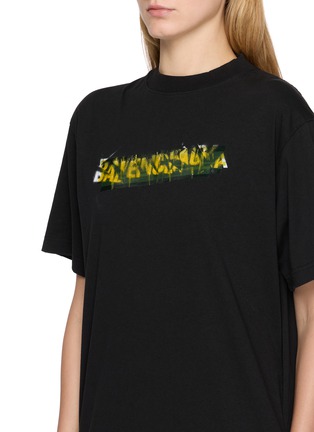  - BALENCIAGA - Logo Print Mock Neck Maxi Dress