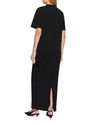Back View - Click To Enlarge - BALENCIAGA - Logo Print Mock Neck Maxi Dress