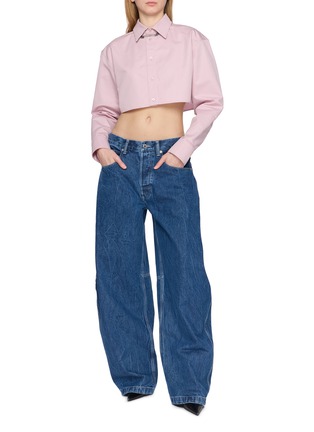 Figure View - Click To Enlarge - BALENCIAGA - Cropped Cotton Silk Shirt