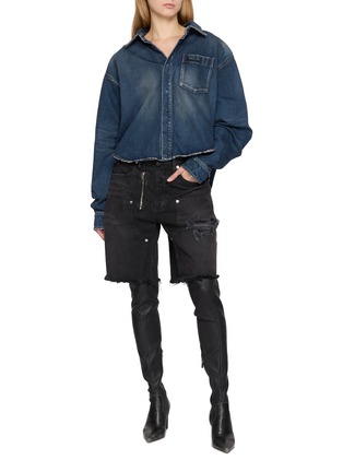Figure View - Click To Enlarge - BALENCIAGA - Classic Distressed Hem Denim Shirt
