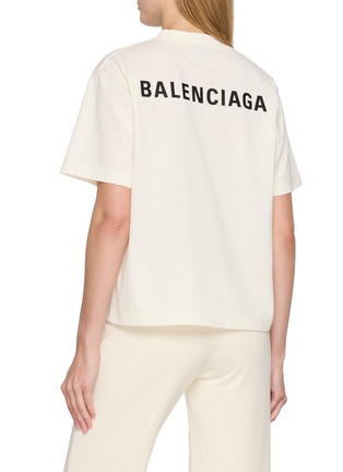 Back View - Click To Enlarge - BALENCIAGA - Logo Embroidered Cotton T-Shirt