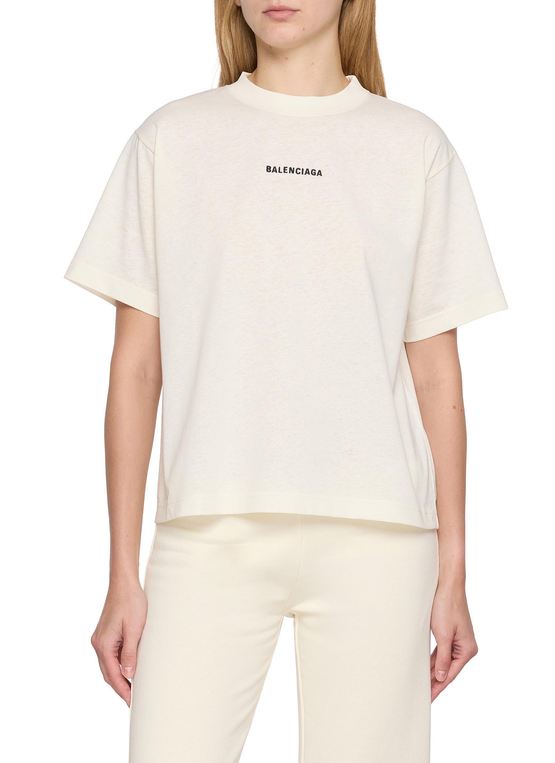 BALENCIAGA | Logo Embroidered Cotton T-Shirt | Women | Lane Crawford