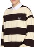  - BALENCIAGA - Long Sleeve Laurel Logo Striped Cotton Polo Shirt