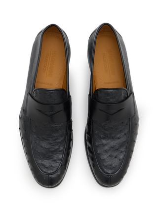 Figure View - Click To Enlarge - MAGNANNI - Viggo Ostrich Leather Penny Loafers