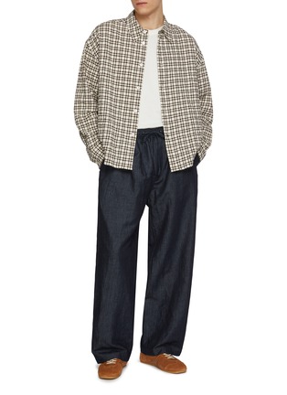 Figure View - Click To Enlarge - STUDIO NICHOLSON - Wide Leg Drawstring Waist Slub Cotton Round Pants