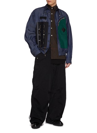 Figure View - Click To Enlarge - KOLOR - Panelled Floral Cotton Shirt