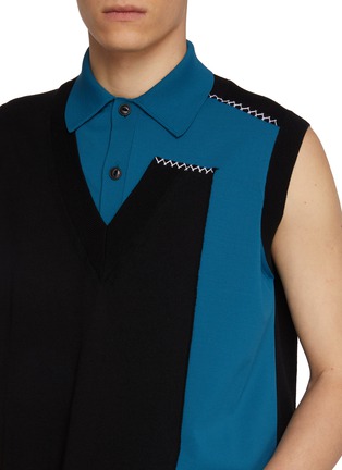  - KOLOR - Sleeveless Asymmetrical Panel Polo Knit Top