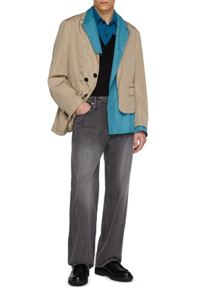 Figure View - Click To Enlarge - KOLOR - Sleeveless Asymmetrical Panel Polo Knit Top