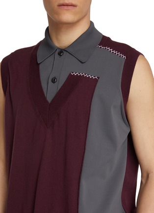  - KOLOR - Sleeveless Asymmetrical Panel Polo Knit Top