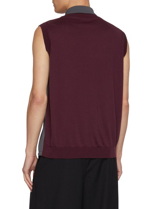 Back View - Click To Enlarge - KOLOR - Sleeveless Asymmetrical Panel Polo Knit Top