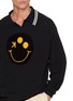  - KOLOR - Smiley Face Intarsia Asymmetrical Polo Collar Sweater