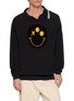 KOLOR Smiley Face Intarsia Asymmetrical Polo Collar Sweater