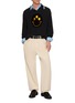 Figure View - Click To Enlarge - KOLOR - Smiley Face Intarsia Asymmetrical Polo Collar Sweater