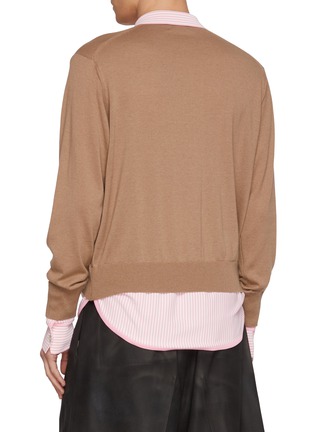 Back View - Click To Enlarge - KOLOR - Layered Shirt Knit Cardigan