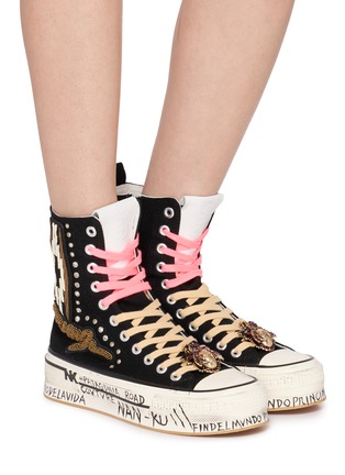 Figure View - Click To Enlarge - NAN-KU COUTURE - Embellished High Top Women's Sneakers