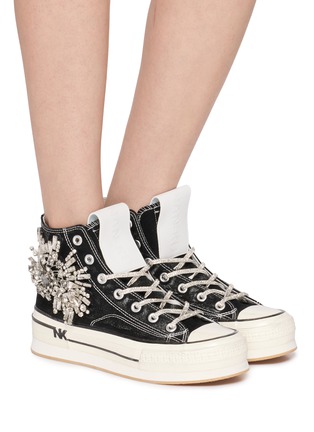 Figure View - Click To Enlarge - NAN-KU COUTURE - Embellished High Top Women's Sneakers