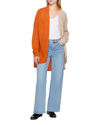 Figure View - Click To Enlarge - SUZUSAN - Half Printed Cashmere Long Cardigan