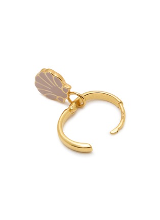 Detail View - Click To Enlarge - WILHELMINA GARCIA - 18K Gold Plated Shell Hoop Earrings