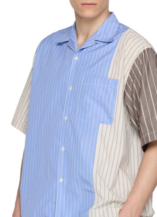  - COMME DES GARÇONS HOMME - Short Sleeve Panelled Stripe Cotton Linen Shirt