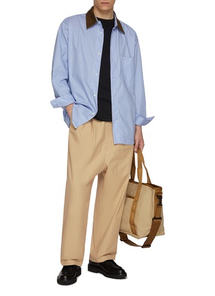 Figure View - Click To Enlarge - COMME DES GARÇONS HOMME - Corduroy Collar Chequered Cotton Shirt