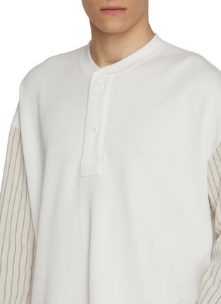  - COMME DES GARÇONS HOMME - Striped Sleeve Panel Cotton Linen Sweatshirt