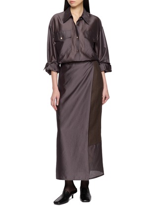Figure View - Click To Enlarge - R2W - Amora Asymmetrical Panel Organza Wrap Skirt