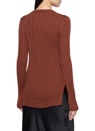 Back View - Click To Enlarge - R2W - Arben Ribbed Wool Cashmere Knit Top
