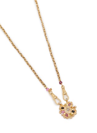 Detail View - Click To Enlarge - MARIE LAURE CHAMOREL - Sterling Silver Silk Yarn Diamond Necklace